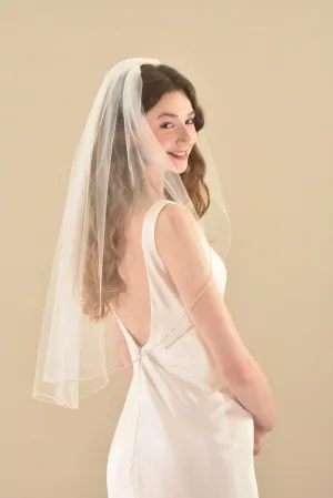 Classic Elbow Length Veil with Rhinestone Edge