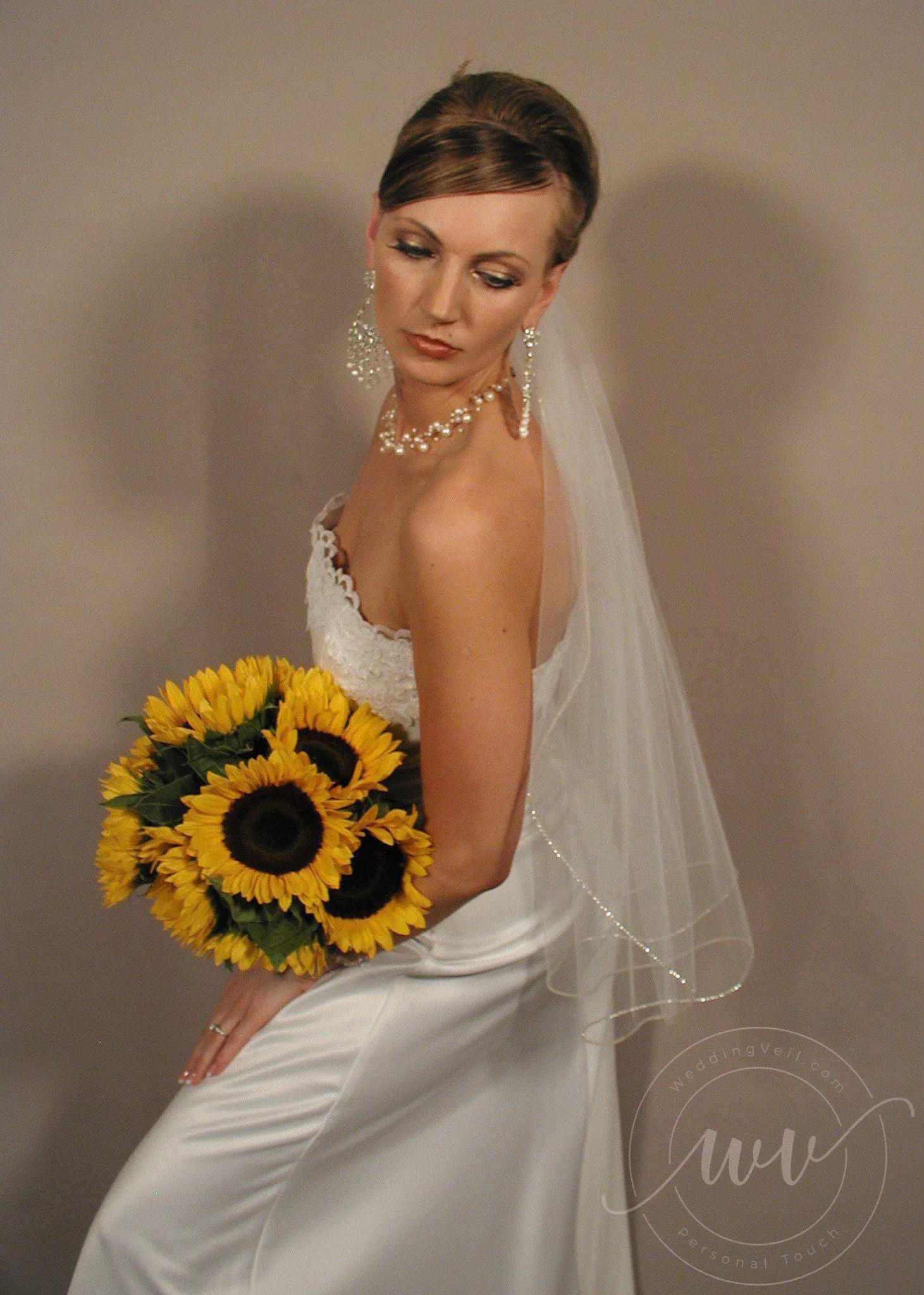 Classic Elbow Length Veil with Rhinestone Edge