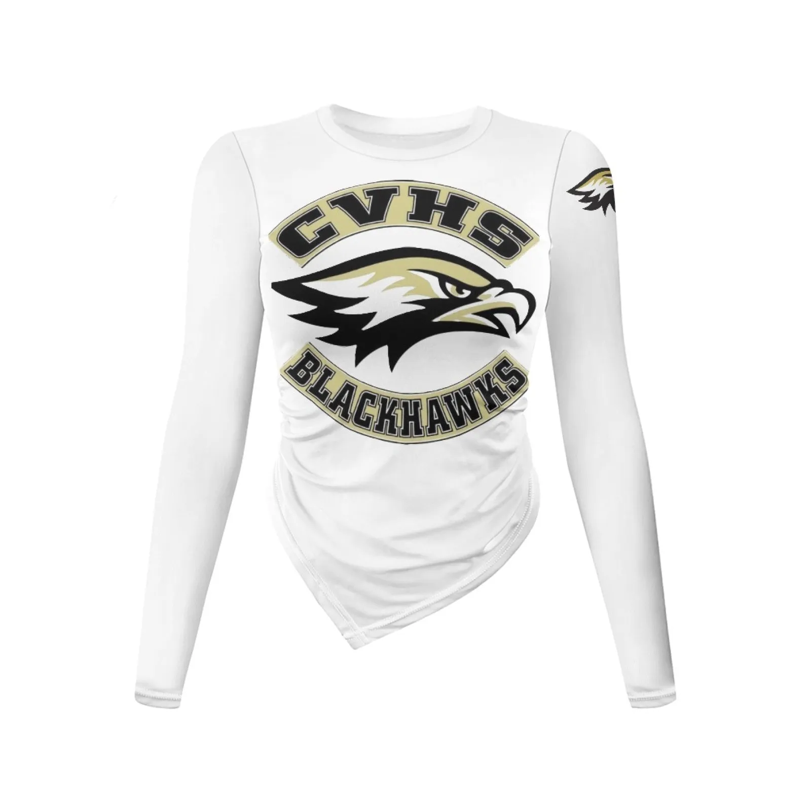 CVHS Blackhawks Rocker Women's Slim Fit Uneven Bottom Long Sleeved Shirt