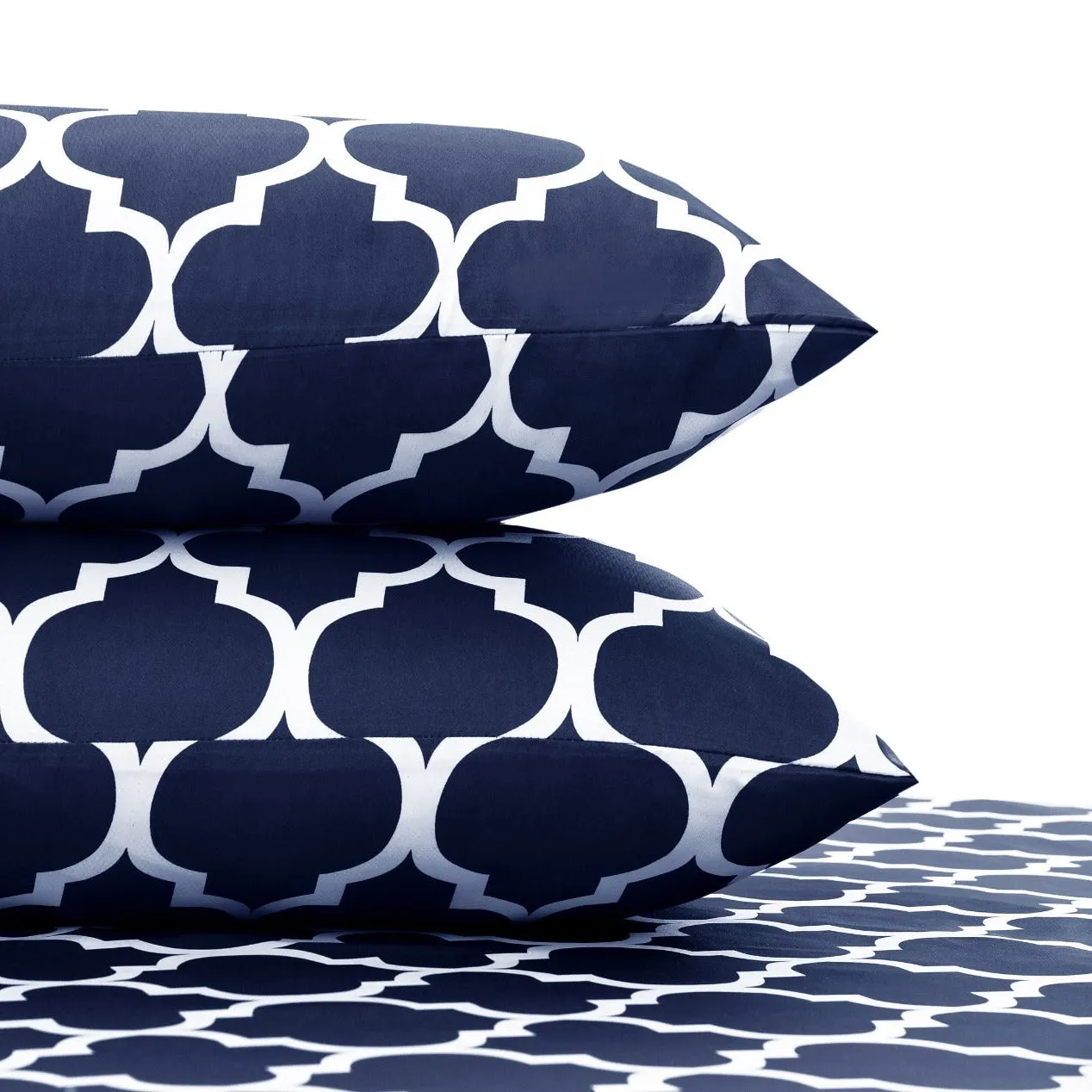 Fitted Bed Sheet-Blue Geometric