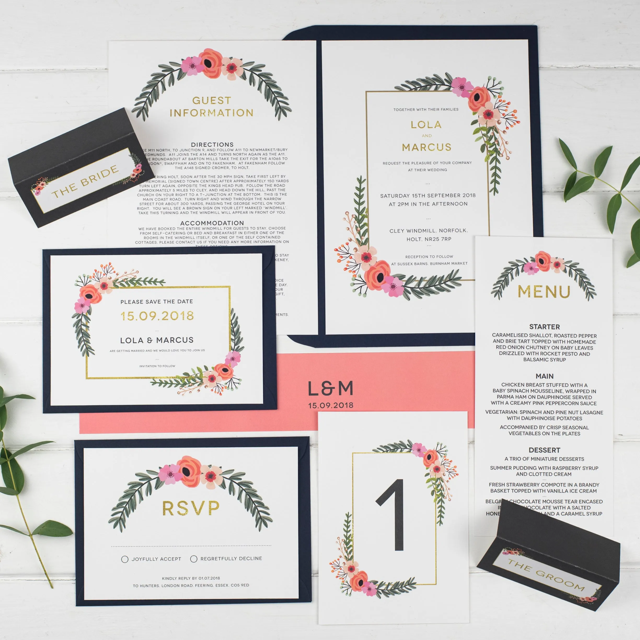 Modern Botanical Wedding Invitations