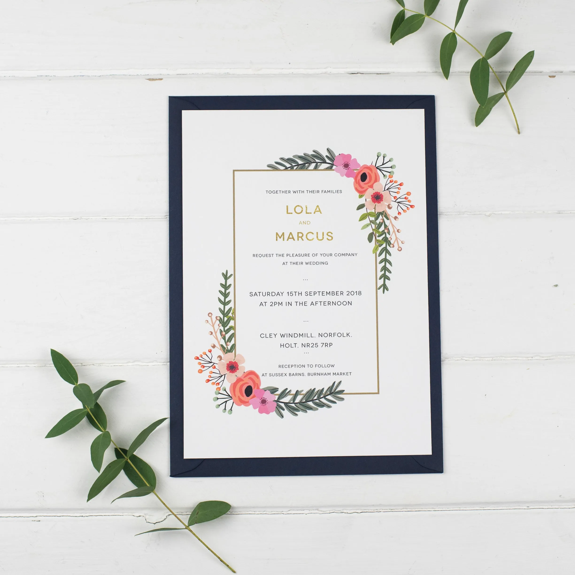 Modern Botanical Wedding Invitations