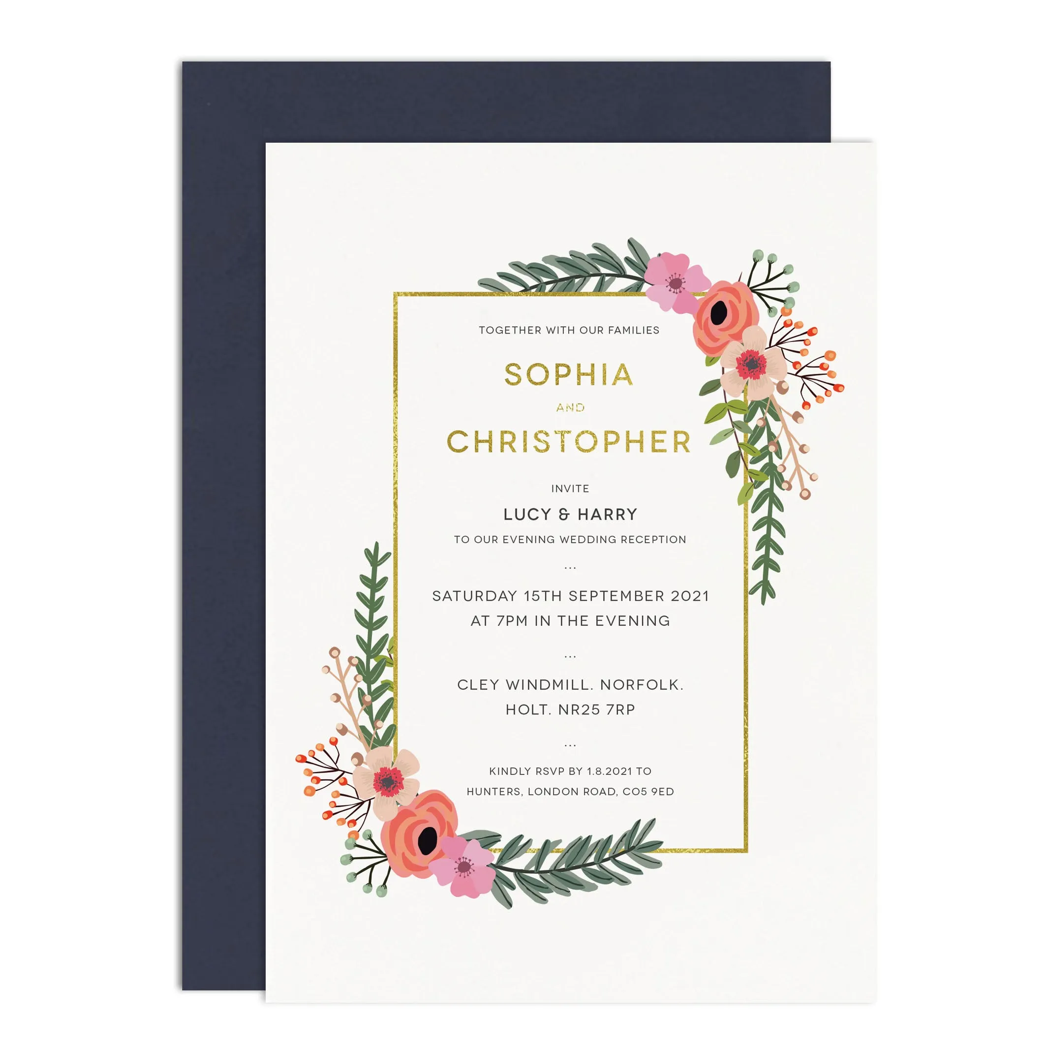 Modern Botanical Wedding Invitations