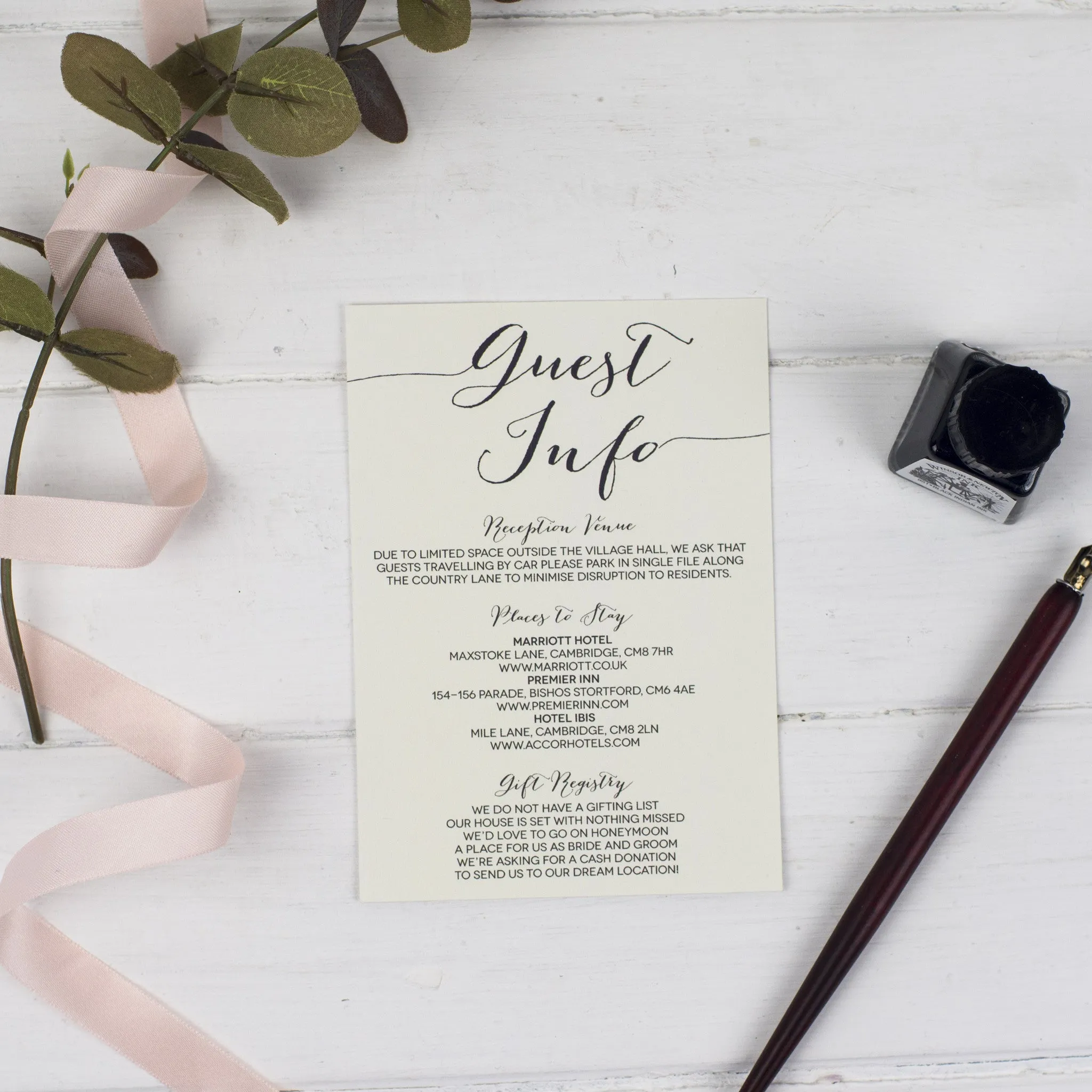 Modern Calligraphy Information Card