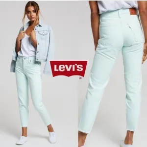 NWT - Levis 'Wedgie Fit' Pastel Mint High Rise Tapered Jeans -Size 27