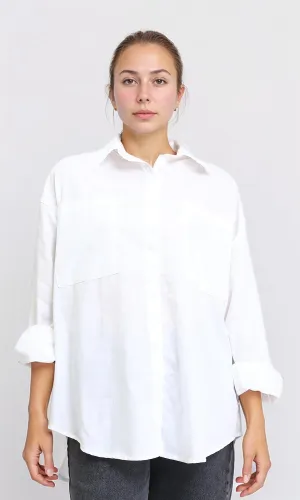 R207076 - Solid Relaxed Fit Long Sleeves Shirt - White